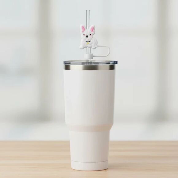 French Bulldog Straw Covers – Set of 4 – Cute and Functional Black and Pastel - Picture 2 of 2